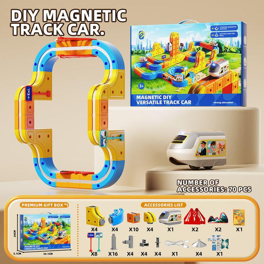 167PCS Electric Train Set Flexible Race Track Rail Toys, Building Toy Train Track Gravity-Defying 3D Embedded Layouts & Motorized Car, STEM Learning Gift